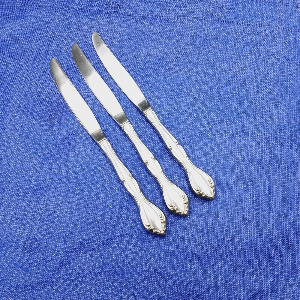3 Oneida Community CANTATA Stainless Hollow Handle Dinner Knives Vtg